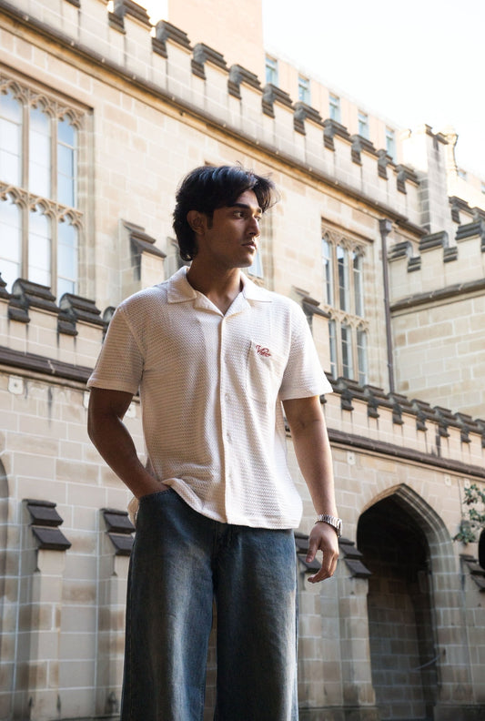 Ivory Wave Cuban Shirt - Viero