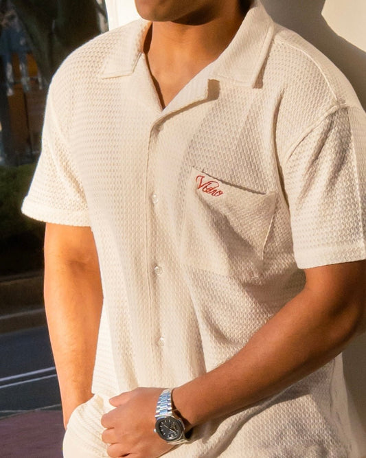 Ivory Wave Cuban Shirt - Viero