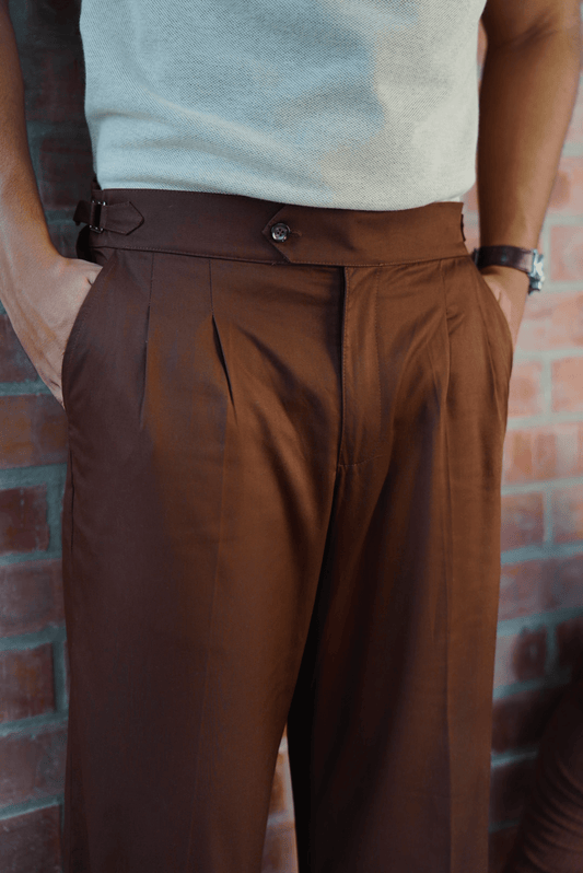 Mocha Pleated Gurkha Pants - Viero